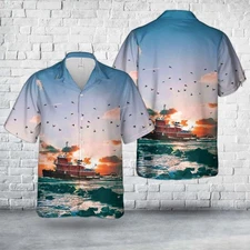 New York Harbor Justine McAllister Tugboat Hawaiian Shirt