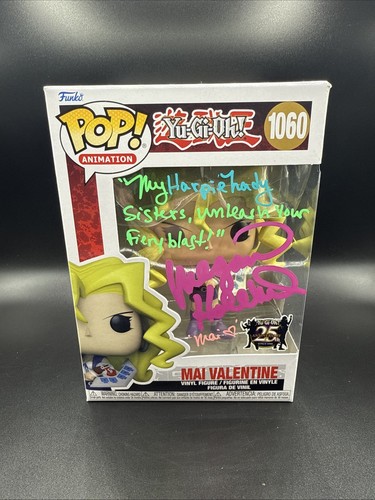 Megan Hollingshead YuGiOh Mai Valentine #1060 Exclusive Signed Funko COA W/ Case