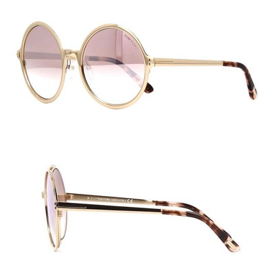Tom Ford Ava-02 FT0572 28Z Rose Gold Round Pink Mirror