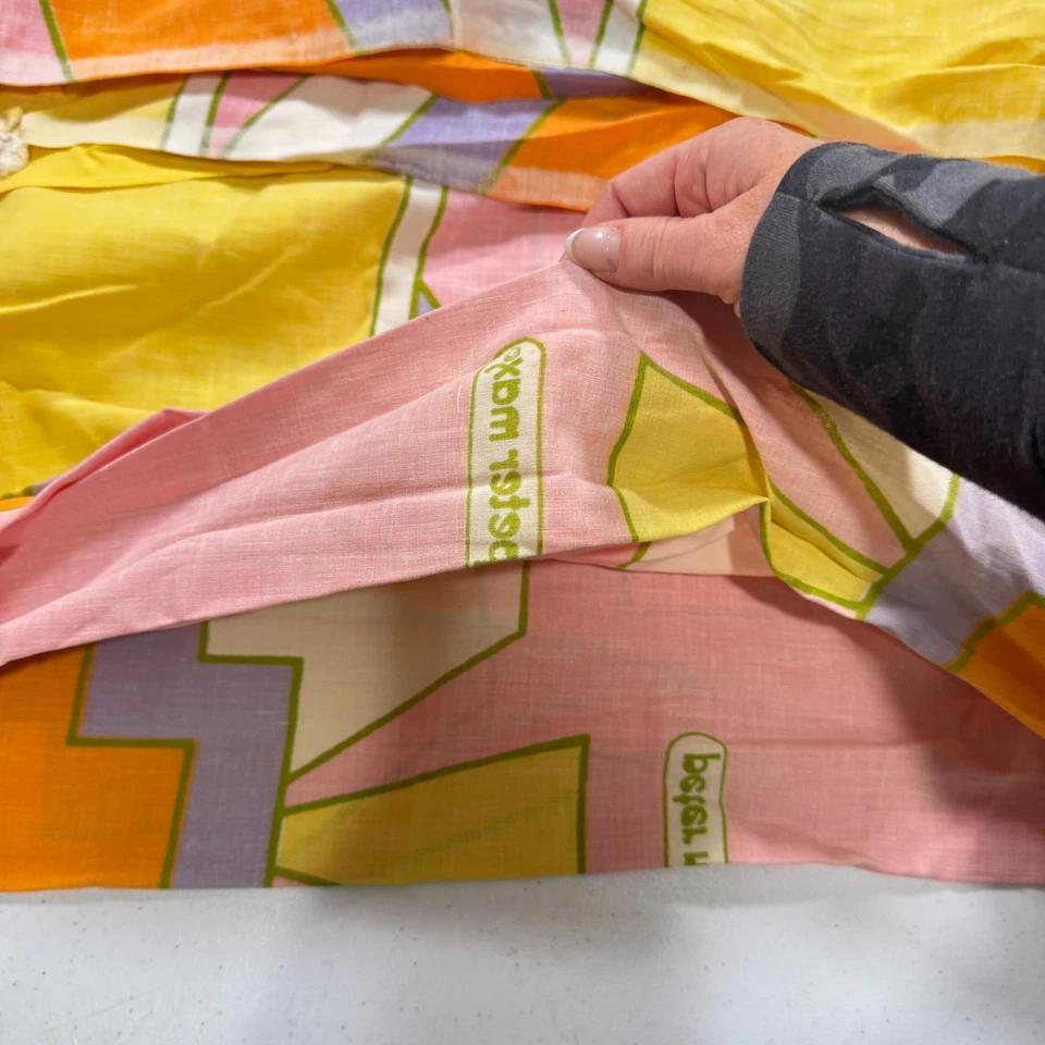 Sábana bajera doble peter max años 70 psicodélica abstracta rosa naranja mcm años 70 de colección Foto 3 de 4