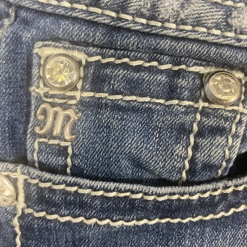 Miss Me Mid Rise Straight Gr. 30 X 31 Medium Wash Jeans Strass Gesäßtasche - Bild 4 von 13