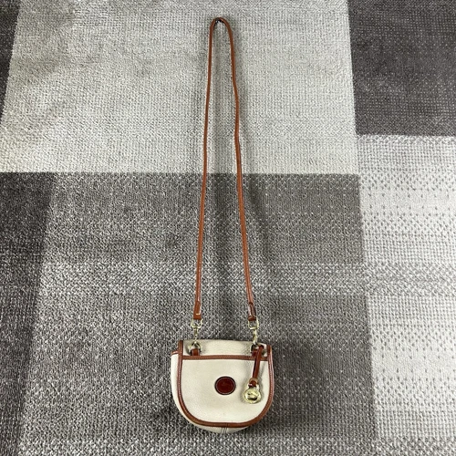 Vintage Dooney and Bourke Bone Pebbled Leather Mini Flap Bag Crossbody