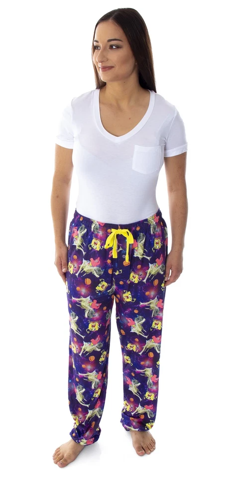 Pantalones de pijama Bob Esponja cuadrados para hombre Space Chase adulto salón Foto 4 de 4
