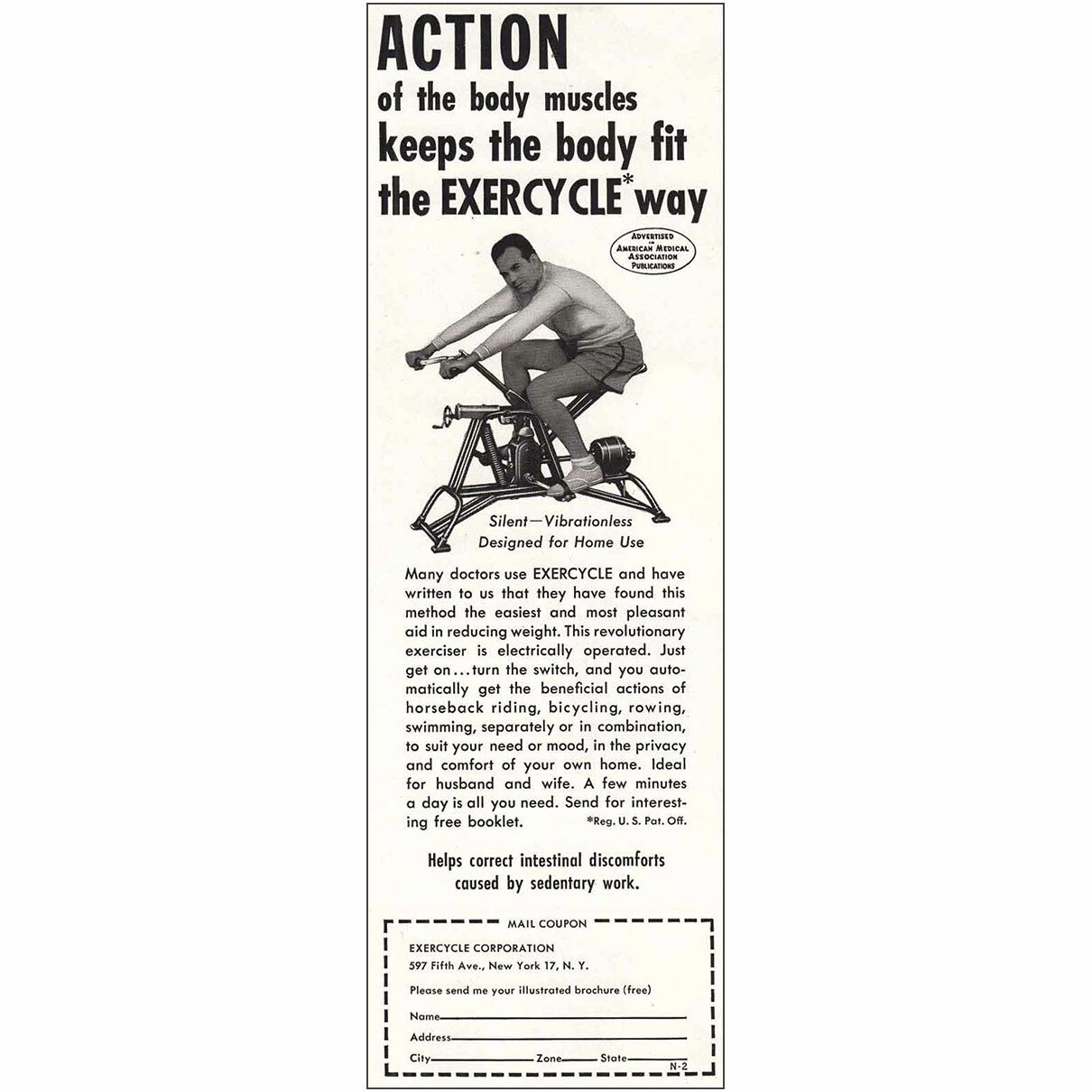 1948 Exercycle Action of the Body Muscles Vintage Print Ad eBay