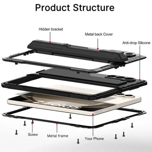 Super Armor Case for Samsung Galaxy Z Fold 6 5 4 Silicone Aluminum Full Cover - Picture 3 of 25