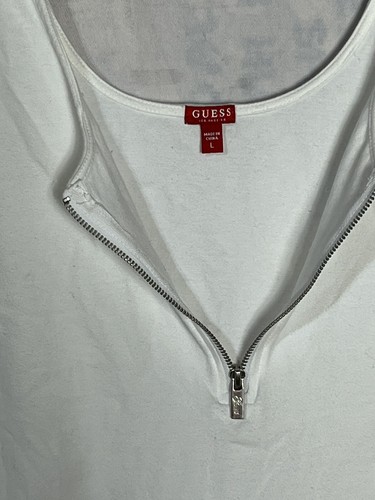 Guess Women’s Short Sleeve Top White With U-nick And Petal Sleeves size L - Picture 6 of 9
