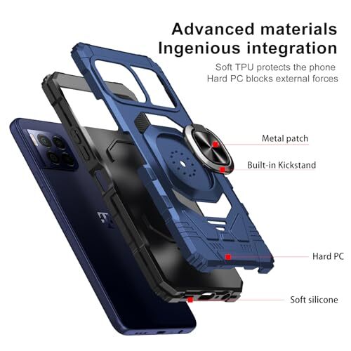 for T-Mobile REVVL 7 Pro Magnetic Ring Kickstand & Screen Protector & Blue - 第 4/7 張圖片
