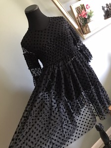 H-amp-M-Black-Polka-Dot-Lace-Velvet-Doll-Tunic-S-dress-Goth-Pinup-Girl-Rockabilly