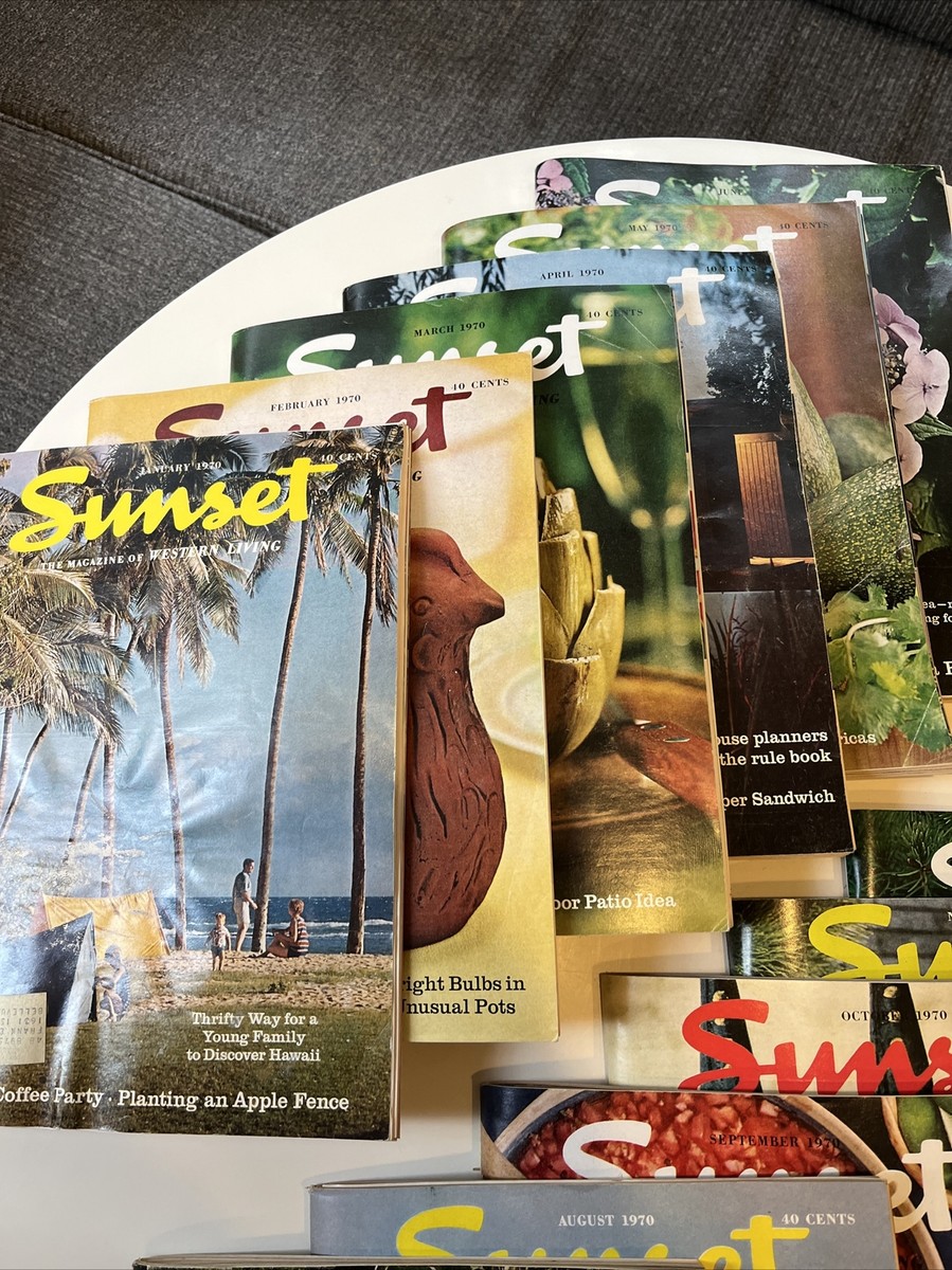 Vintage 1970 SUNSET Magazine FULL Year Collection 12 Issues