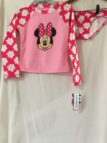 NWT Carter's Minnie Mouse Rash Guard Set Swimsuit 2pc Girls UPF 50+ SZ 10,12,14 - Picture 3 of 4