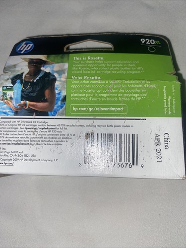 Genuine HP 920XL High Yield Black Ink Cartridge CD975AN NEW Missing Box 04/2021 - Picture 4 of 4