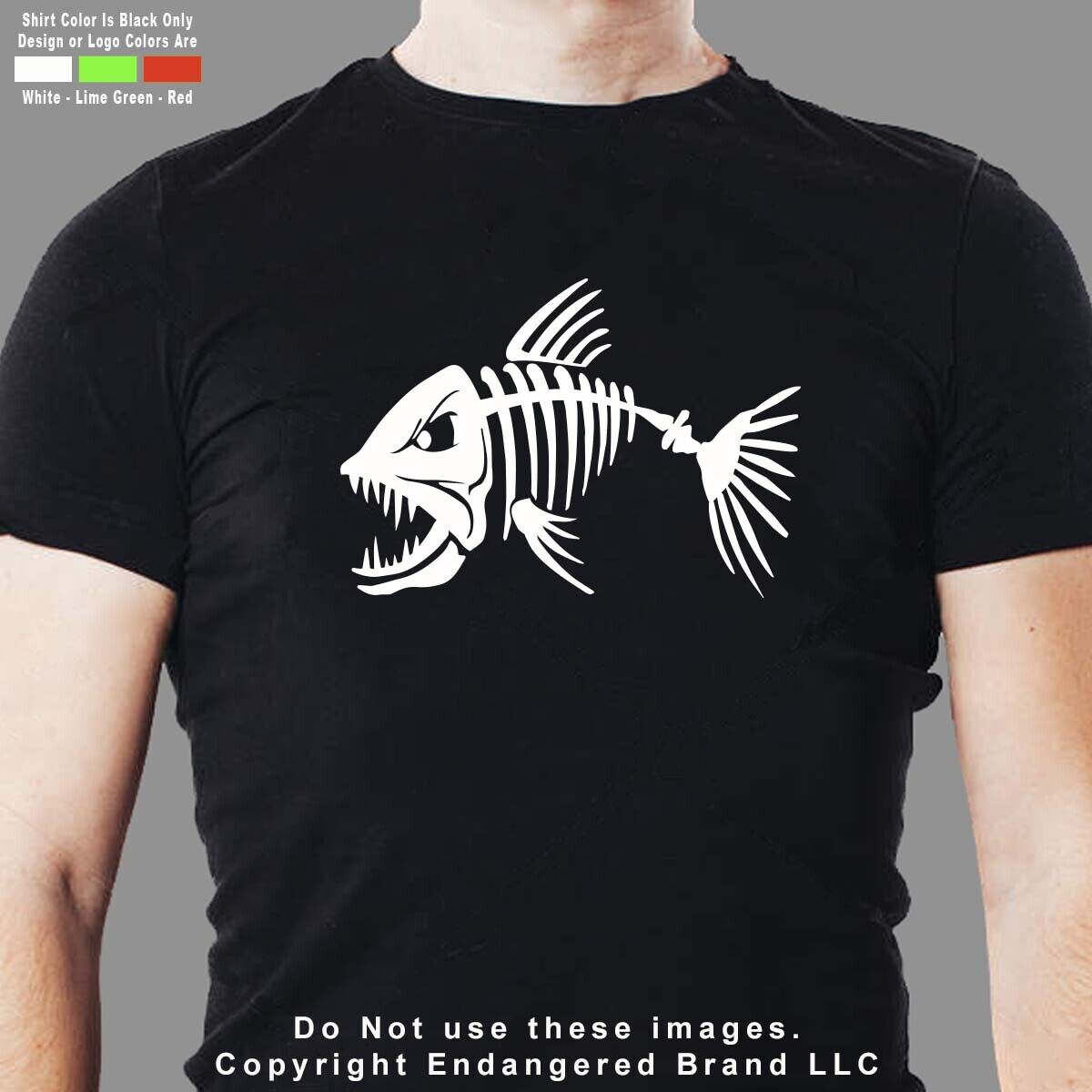 Fishing Bones Skull Skeleton Fish Looking Left AA Men's T Shirt