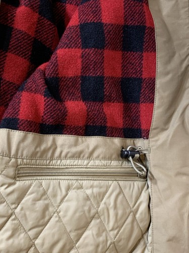 LL Bean Coat Mens M Tan Baxter State Parka Hood Wool Flannel Vintage EUC - Picture 8 of 11