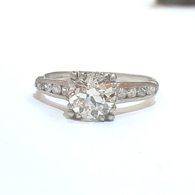 Vintage  platinum engagement ring 1.59ct. natural… - image 14