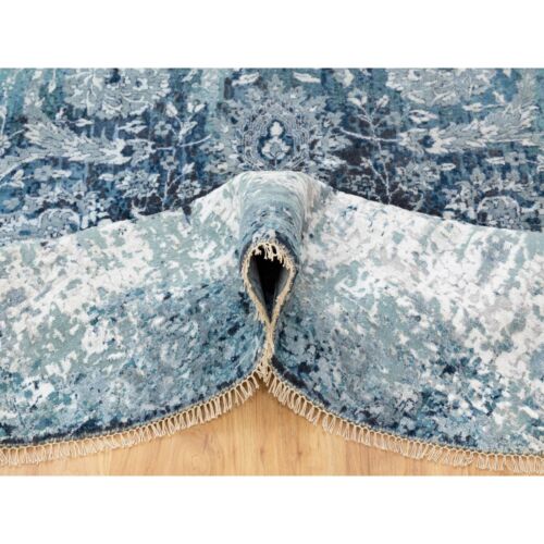 8'8"x8'8" Wool & Silk Broken Farsian Erased Design Hand Knotted Round Rug R58549 - Picture 6 of 12