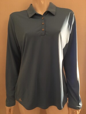 NEW Adidas women’s golf shirt buttons up collar long sleeves color blue  size L