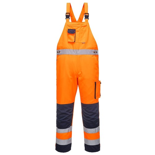 Portwest Dijon Hi Vis Bib and Brace Contrast Coverall Work Wear Dungarees - Picture 1 of 2