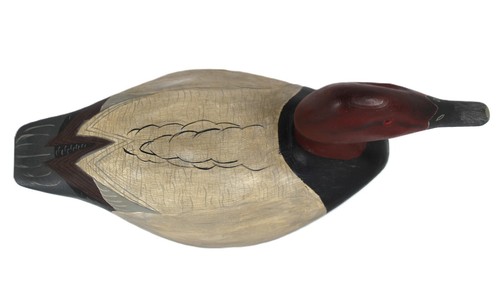 Hand Carved Wooden Duck Decoy, Canvas Back Drake Duck Decoy - Picture 4 of 7
