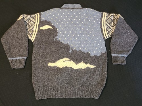 Vintage Club Room handgestrickter Pullover (L) Regal Bergziege Schnee schwere Wolle grau blau - Bild 4 von 24