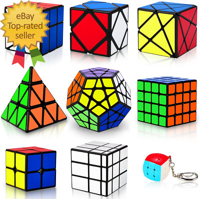 Speed Cube Set Puzzle Cube,9 Pack Magic Cubes Pyraminx Pyramid + 2X2 + 3X3 + 4X4