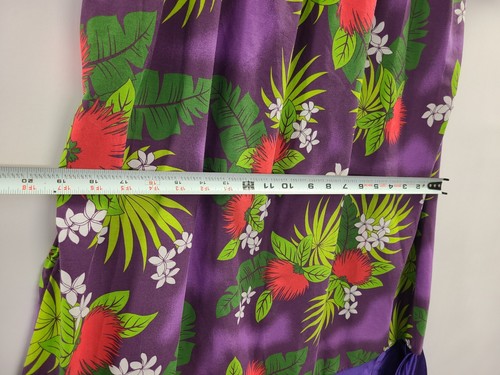 Hawaii Kleid für Damen Gr. XL Vintage Maxi Lila Blumenmuster Puffärmel - Bild 14 von 20