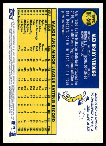 2019 Topps Heritage Chrome Purple Refractor Alex Verdugo Los Angeles Dodgers - Picture 2 of 2