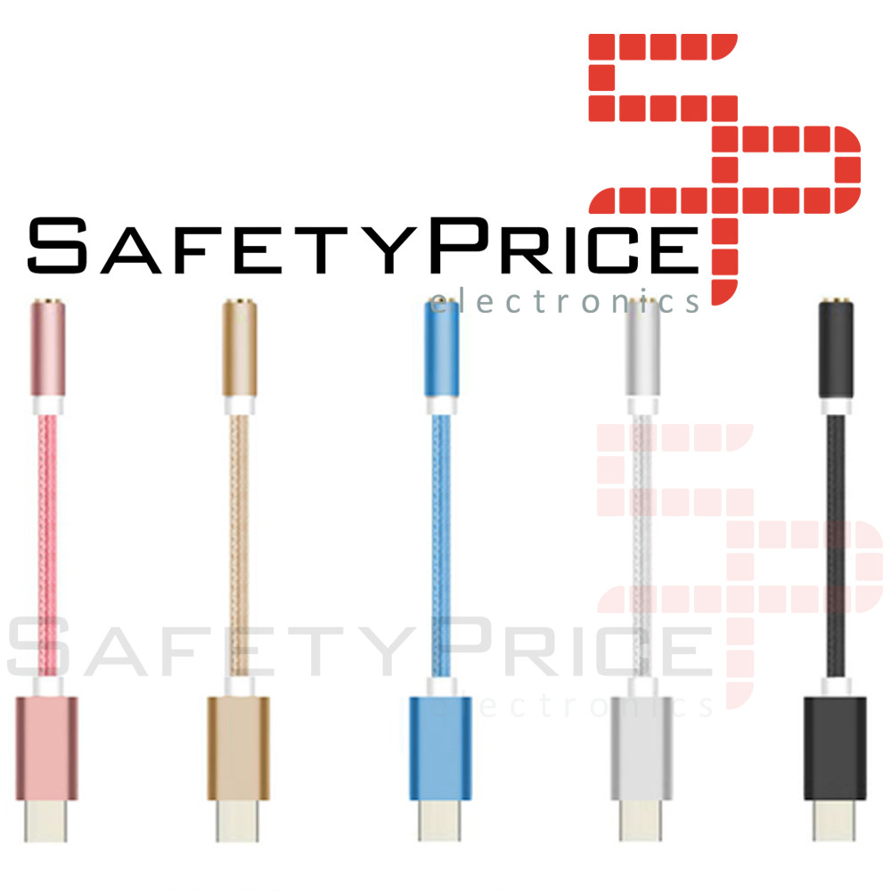 ADAPTADOR NYLON TRENZADO USB-C TIPO C 3.1 A JACK HEMBRA 3.5MM COLOR...