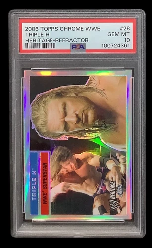 2006 topps WWE heritage #28 triple h; gem chrome SP refractor PSA 10  (POP 2)