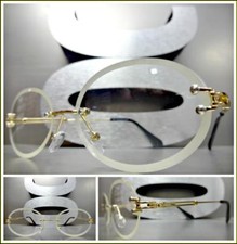 Men's Classy Elegant Sophisticated Style Oval Clear Lens EYE GLASSES Gold Frame