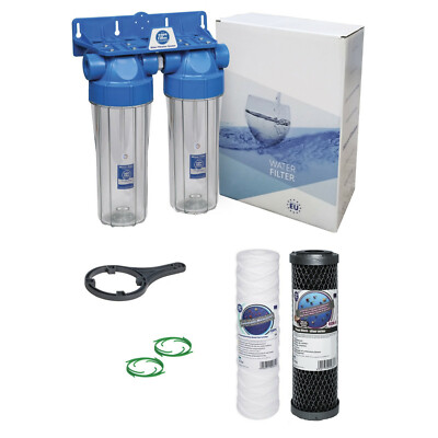 2 Stufen ganzes Haus Hochdurchfluss Wasserfilter Entchlorierer Chlorentfernung 3/4''