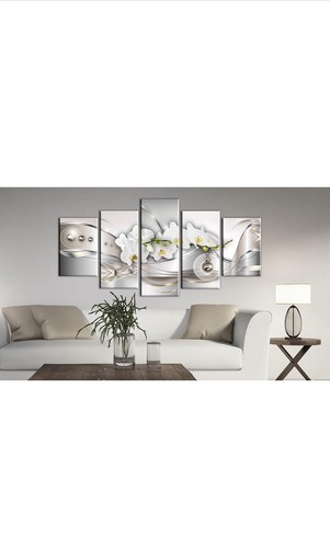 Lebendige Perle Blume Orchideen Leinwand Wandbild Modern Dekor 5 Stck. Druck Gemälde - Bild 3 von 4
