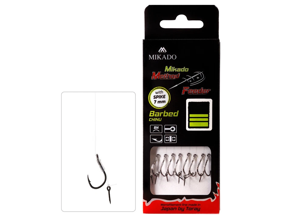 Mikado Method Feeder Rigs Monofilament Chinu with Bayonet 10cm #4 - #14 8pcs - Photo 1/1