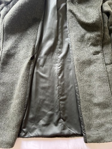 Ralph Lauren Overcoat Women’s 16 Wool Blend Tweed Twill Jacket Green Latch Belt - Picture 5 of 8