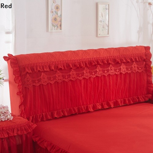 1X Bed Headboard Slipcover Lace Ruffle Stretch Dustproof Cover Home Decor Solid - Picture 3 of 17
