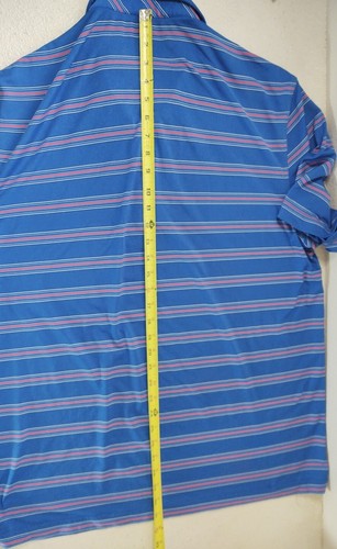 Vineyard Vines Polo Shirt Mens Large Blue Golf Performance Preppy Striped FLAWS - Picture 14 of 14