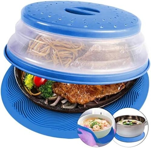 2-in-1 Microwave Mat & Food Cover, Silicone Trivet, Splatter Guard, Multi-Use - Picture 6 of 11