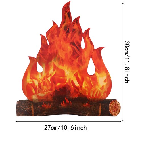 2Pcs 3D Fire Flame Campfire Cardboard Halloween Party Decor Artificial Paper UK - Picture 7 of 7