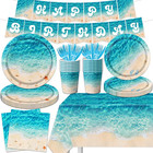 Beach Party Supplies, 142Pcs Ocean Waves Birthday Party Supplies Tableware Pool