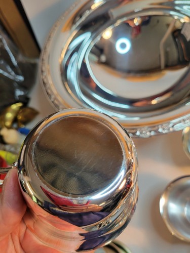 Punch Bowl Silver Plated on Pedestal with 20 Cups & Ladle Oneida - Picture 14 of 16