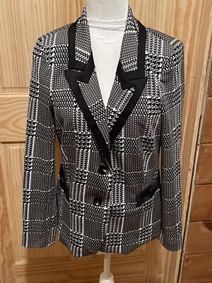 NEW Venus Houndstooth Plaid Button acket Blazer Soft Stretch Size Medium  NEW