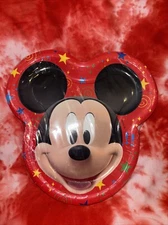 New Mickey Mouse Face Paper Plates 8 Count 9.5” X 9.75” Red Designware
