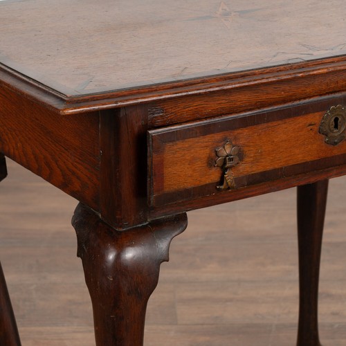 Small Inlaid Oak Side Table With Cabriolet Legs and Single Drawer, Denmark 1750- - Picture 9 of 12