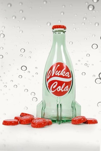 Genuino Auténtico Bethesda Fallout Nuka Cola Botella de Vidrio y Tapas Pieza de Exhibición - Imagen 5 de 12