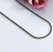 3MM Round Lab Created Black Diamond Tennis Necklace 14K White Gold Plated 18"