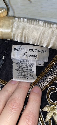 Vintage Papell Boutique Heavily Beaded Silk Evening Shirt Size Large Shabby Chic - Picture 4 of 8