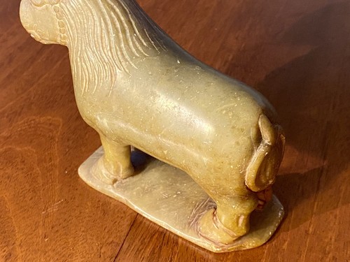 Chinese Green Jade Mythological Monster Hippopotamus Cow Lion Calligraphy weight - Picture 7 of 12