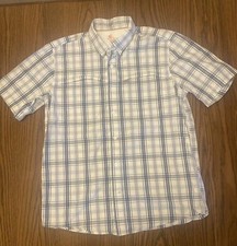 Carhartt Force Mens Large Short Sleeve Button Front Pockets Plaid Relaxed Fit