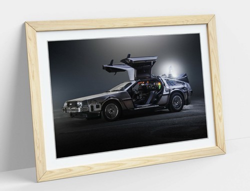 COCHE DE LOREAN BACK TO THE FUTURE - PÓSTER ENMARCADO ARTE IMAGEN IMPRESIÓN OBRA DE ARTE - NEGRO - Imagen 9 de 10