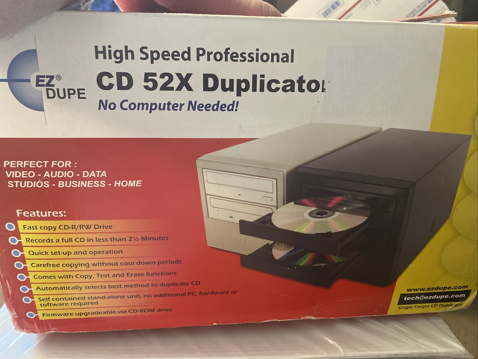 EZ Dupe DVD/CD Duplicator Single Target Copier / Cloner In Box Plastic