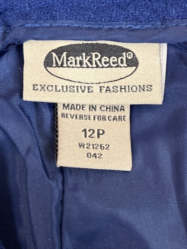 Vintage Mark Reed exklusiver gerader Wollrock Größe 12P blau gefüttert - Bild 3 von 4